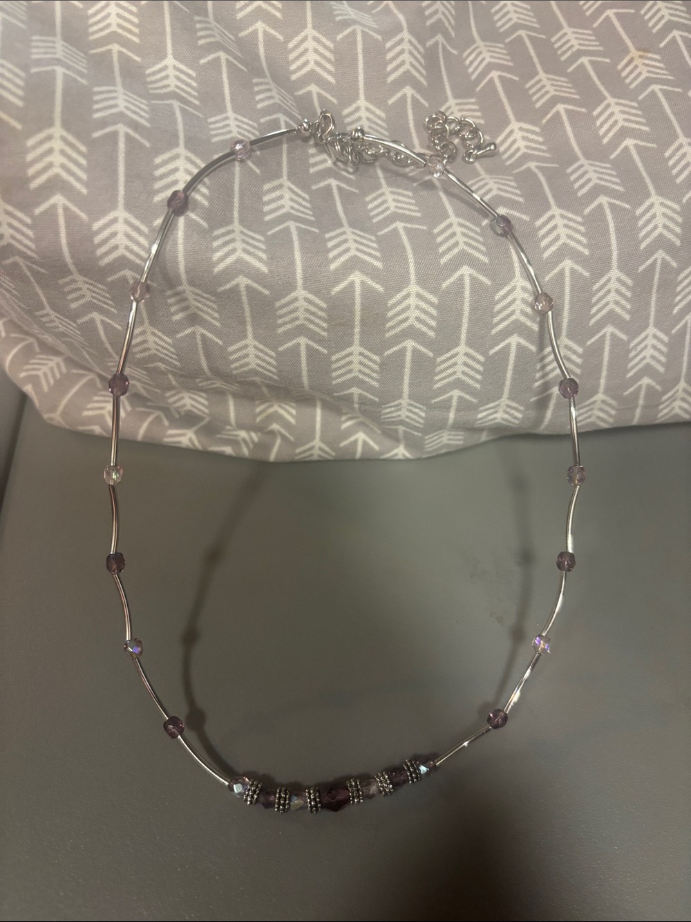 Lia Sophia Silver-Tone Necklace with Purple Beads